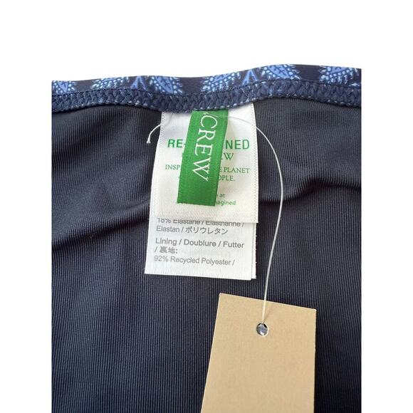 J.Crew Navy Bouquet Block Print String Bikini Bottom With Side Ties Size 3X - Picture 4 of 7